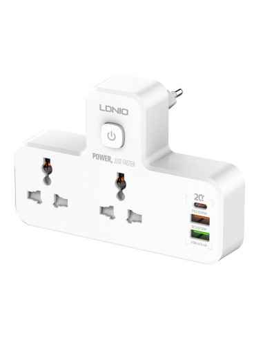 Listwa zasilająca LDNIO SC2311 2x AC, 2USB, USB-C, 2500W z lampką nocną (biała)